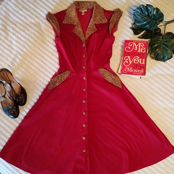 Lindy Bop Dresses & Skirts - {Lindy Bop} 'Jeanette' Diner & Leopard Dress 🐆